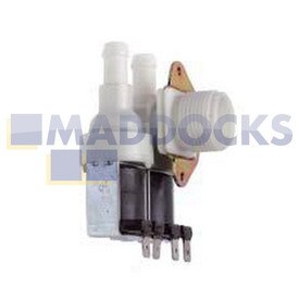Genuine Original Indesit Solenoid Valve 2-Way 90°, Internal Diameter Output: 10.5mm, Capacity: 7l/min, Connectors: Tabs, Volt / Hz: 220/240V - 50Hz
