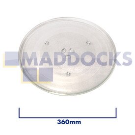 Plateau tournant micro-ondes universel en verre avec 6 fixations (360 mm)